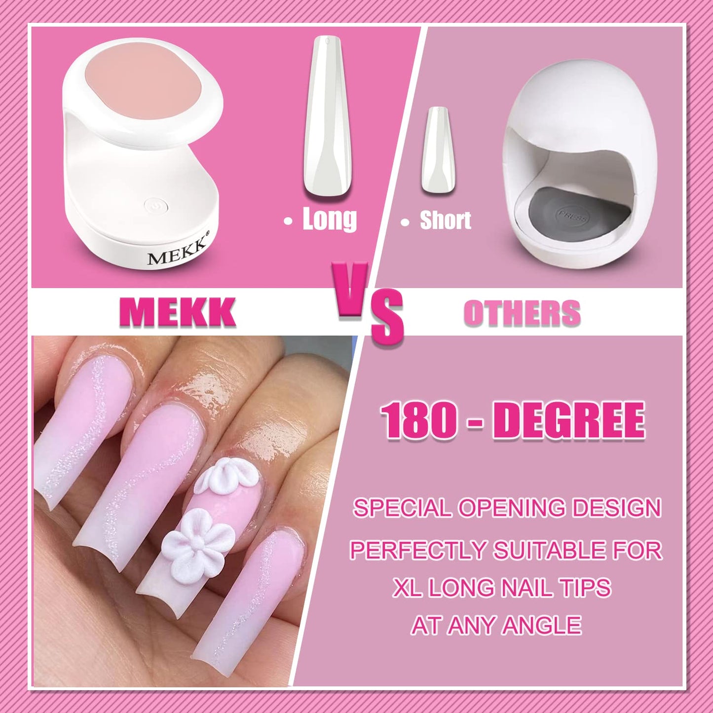 MEKK Mini UV Light for Gel Nails,16W Single Finger UV LED Nail Lamp,Portable Small Professional Flash Cure Lamp,Compact Design for Home and Salon -Pink