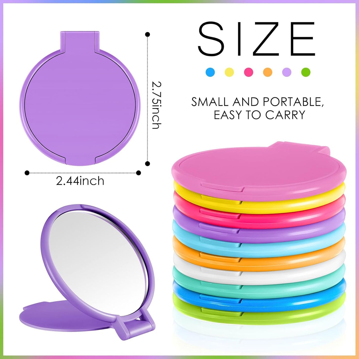 Juexica 180 Pcs Compact Mirror Bulk for Women Mini Folding Mirror Portable Pocket Makeup Round Small Vintage Travel for Cosmetic Purse Bag Gifts Mom Daily Use (Vivid Colors)