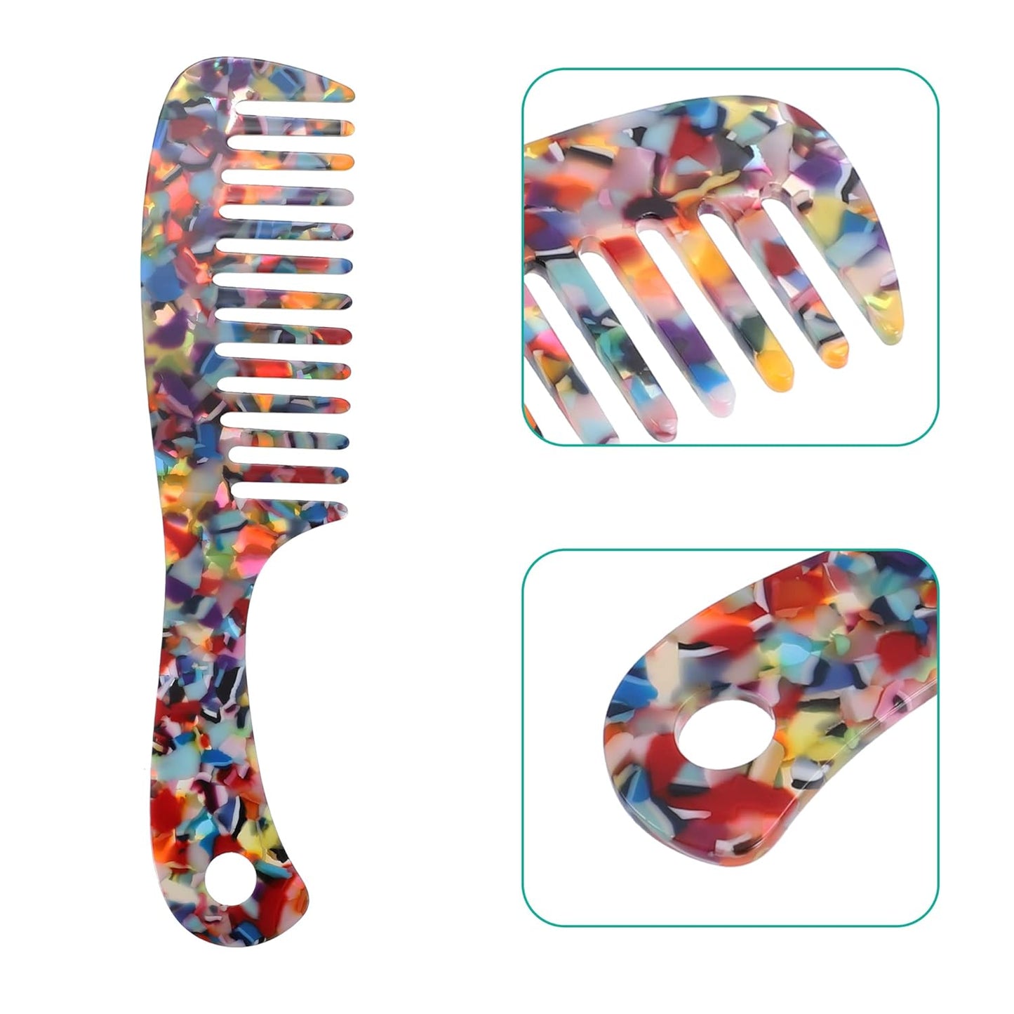 VOCOSTE 1 Pcs Hair Comb Wide Tooth, Anti-Static, for Thick, Curly Hair, Hair Comb, Detangling Comb, for Wet and Dry Multicolor