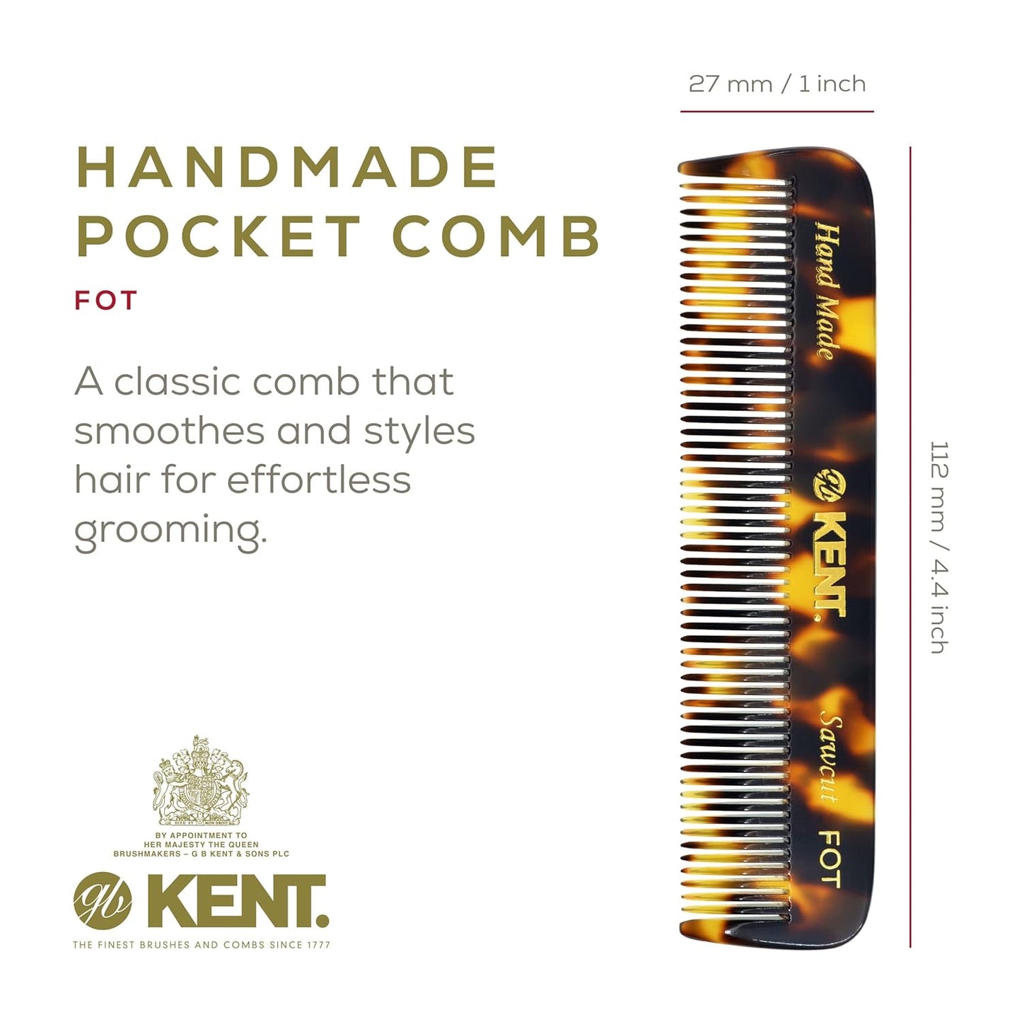 Kent Combs 20T, 81T, FOT for Men Beard Comb Set, Folding Comb for Travel and Home Care, Mustache and Mini Combs for Men, Handmade Mens Beard Grooming Set