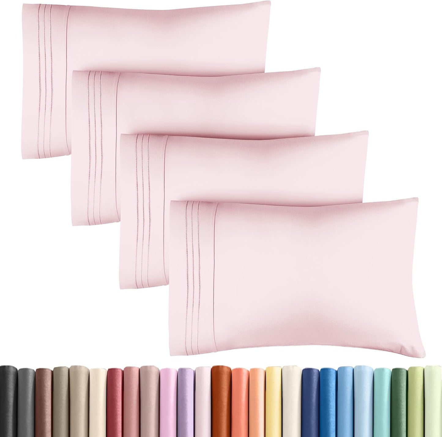 CGK Unlimited King Size Microfiber Pillowcase Set, Lavender Pink, 4 Pieces