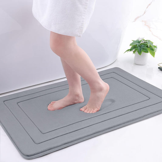 Arotive Memory Foam Bathroom Rug Mat 36x24, Ultra Soft and Absorbent Bath Mat, Machine Wash Dry, Comfortable Bath Rug Carpet for Bathroom Floor, Tub and Shower, Medium Grey