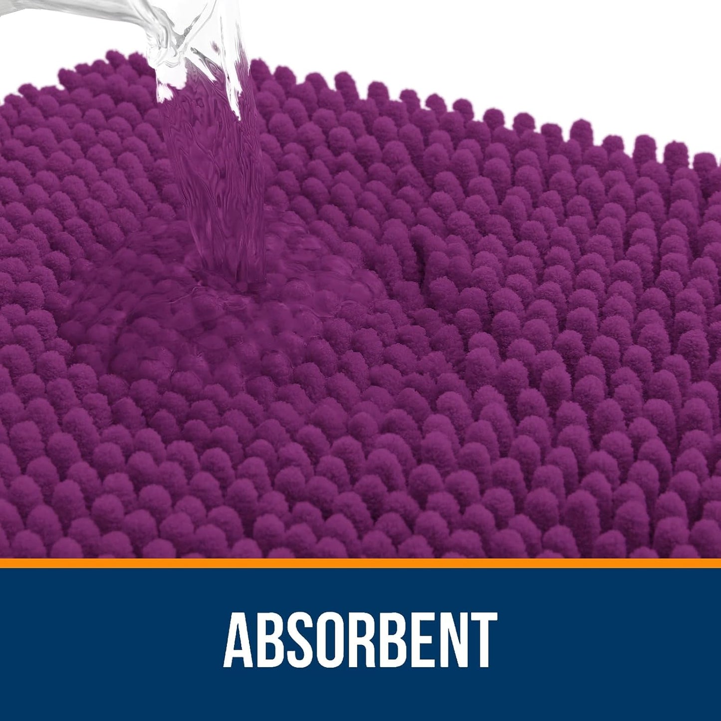 OLANLY Bathroom Rugs 30x20, Extra Soft Absorbent Chenille Bath Rugs, Rubber Backing Quick Dry, Machine Washable Bath Mats for Bathroom Floor, Tub and Shower, Home Decor Accessories, Purple