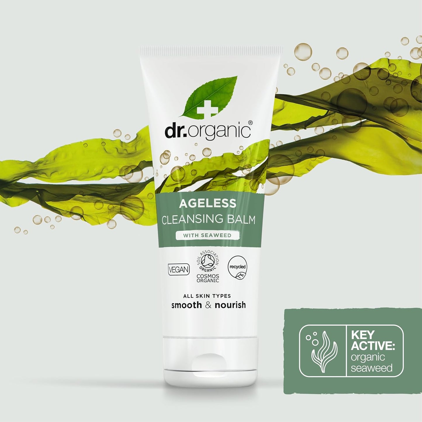 Dr. Organic Ageless Cleansing Balm with Seaweed | Moisturizing, Gentle, Removes Impurities, Certified Organic, Paraben & SLS-Free, Natural, Vegan, 100 ml / 3.4 fl oz