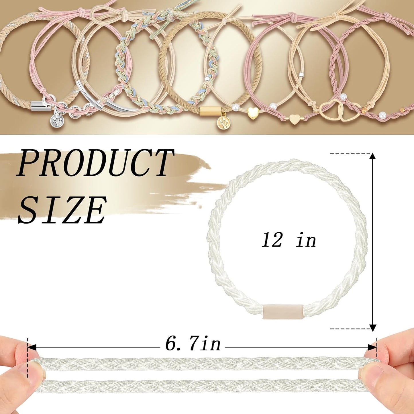 Hair Tie Bracelet, 10 Pcs Boho Hair Ties For Girls and Women, Elastic Hair Ties, Hair Bands For Ponytails, Ponytail Holder For Daily Life, Sport, Cooking, Working (Set 13)