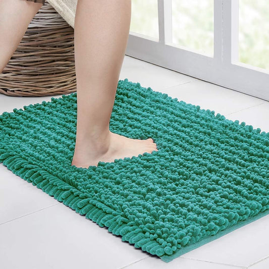 Walensee Large Bathroom Rug Non Slip Bath Mat (24x60 Inch Turquoise) Water Absorbent Super Soft Shaggy Chenille Machine Washable Dry Extra Thick Perfect Absorbant Best Plush Carpet for Shower Floor
