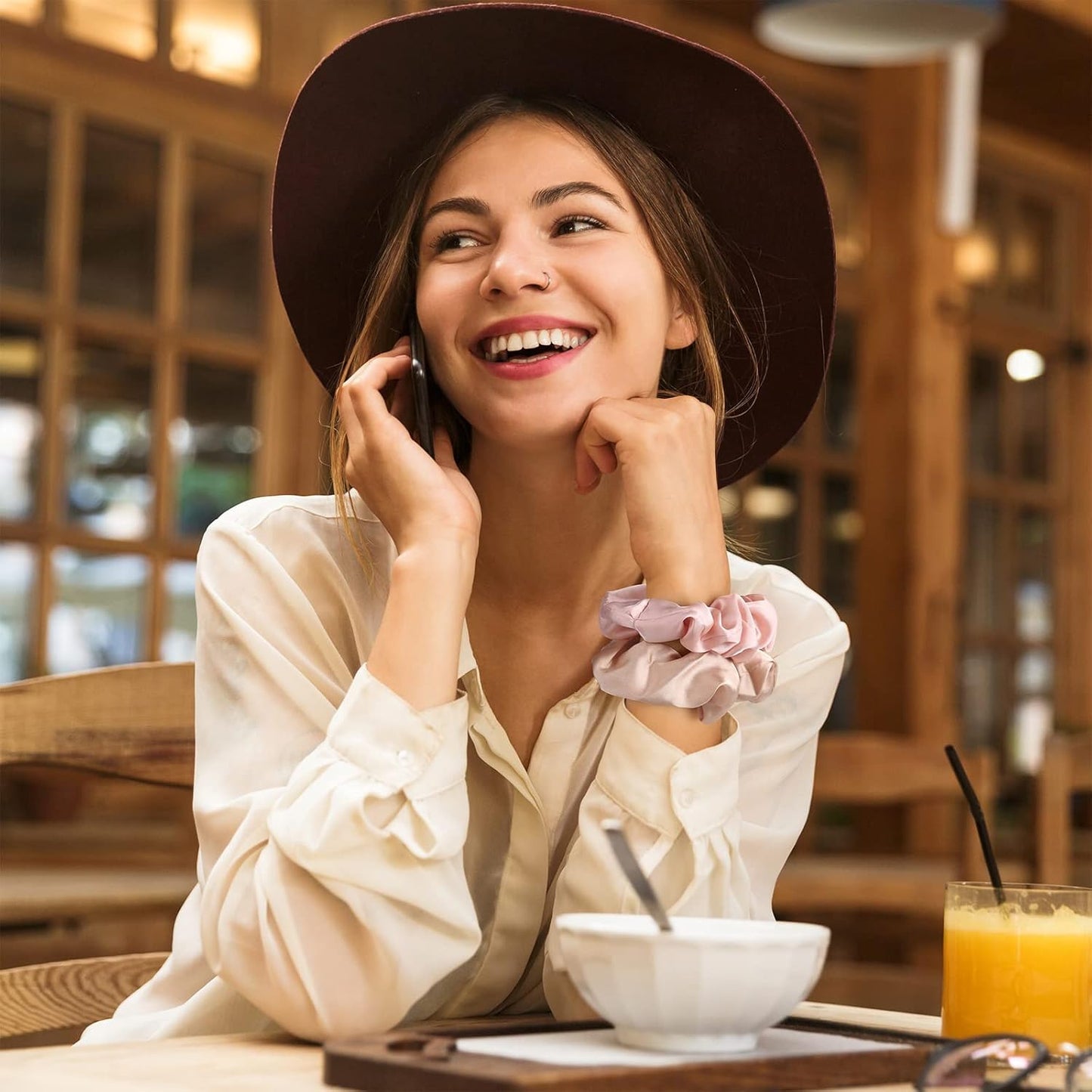 Lolalet Scrunchies for Women, Satin Hair Softer Than Silk Ties Sleep, Big Scrunchy Ponytail Holder with Elastic Bands Girls Thick Thin Curly -6 Pack, Style A