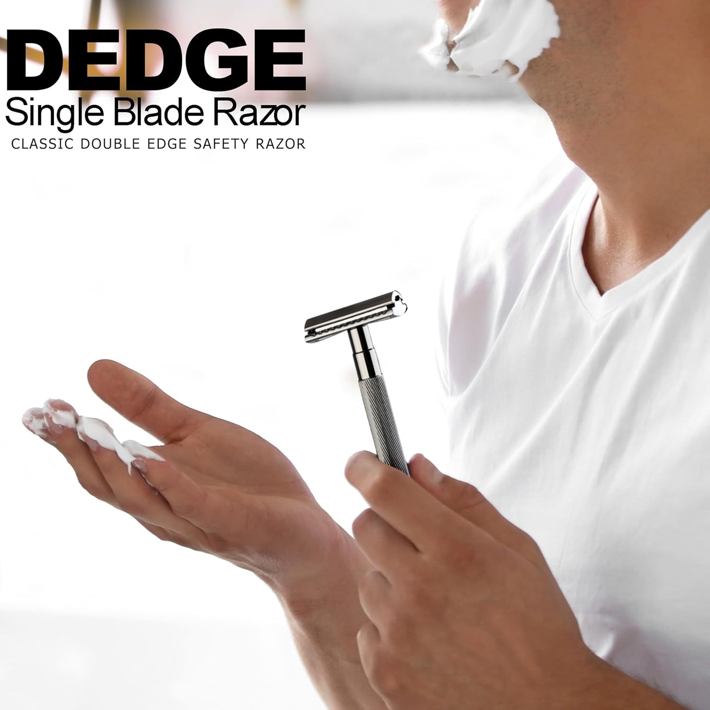 DEDGE Classic Double Edge Safety Razor Single Blade Razor For Men, Reusable Razor, with 5 Premium Razor Blades(Black)