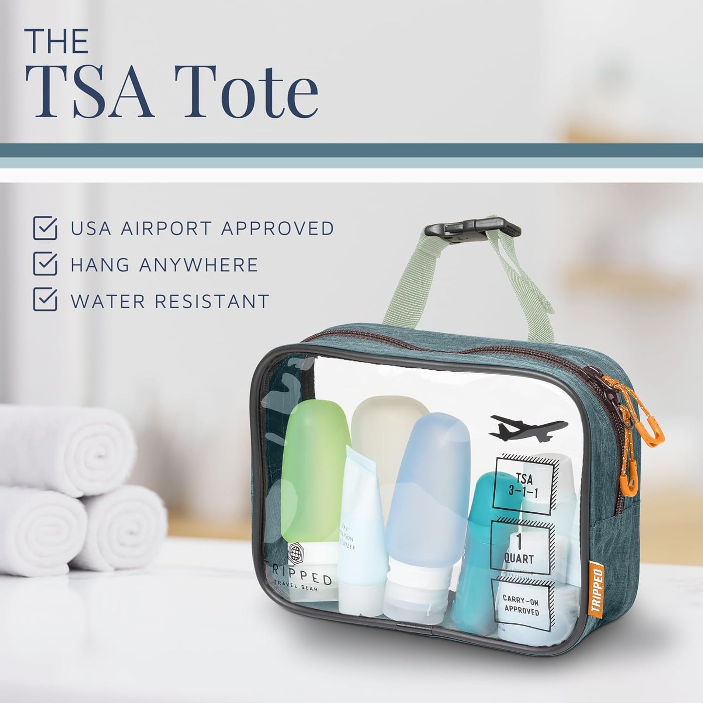 Toiletry Bag Kit Set: Hanging Travel Toiletry Bag + 311 TSA Cosmetic Liquid Bag + Ultralight Accessory Organizer Pouch