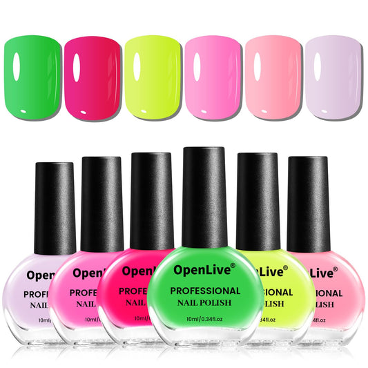 10ml Nail Polish Set 6 Colors Green Color Rose Red Light Pink Yellow All Seasons Neutral Color Quick Dry Nail Polish Set for Women Salon DIY Nail Art
