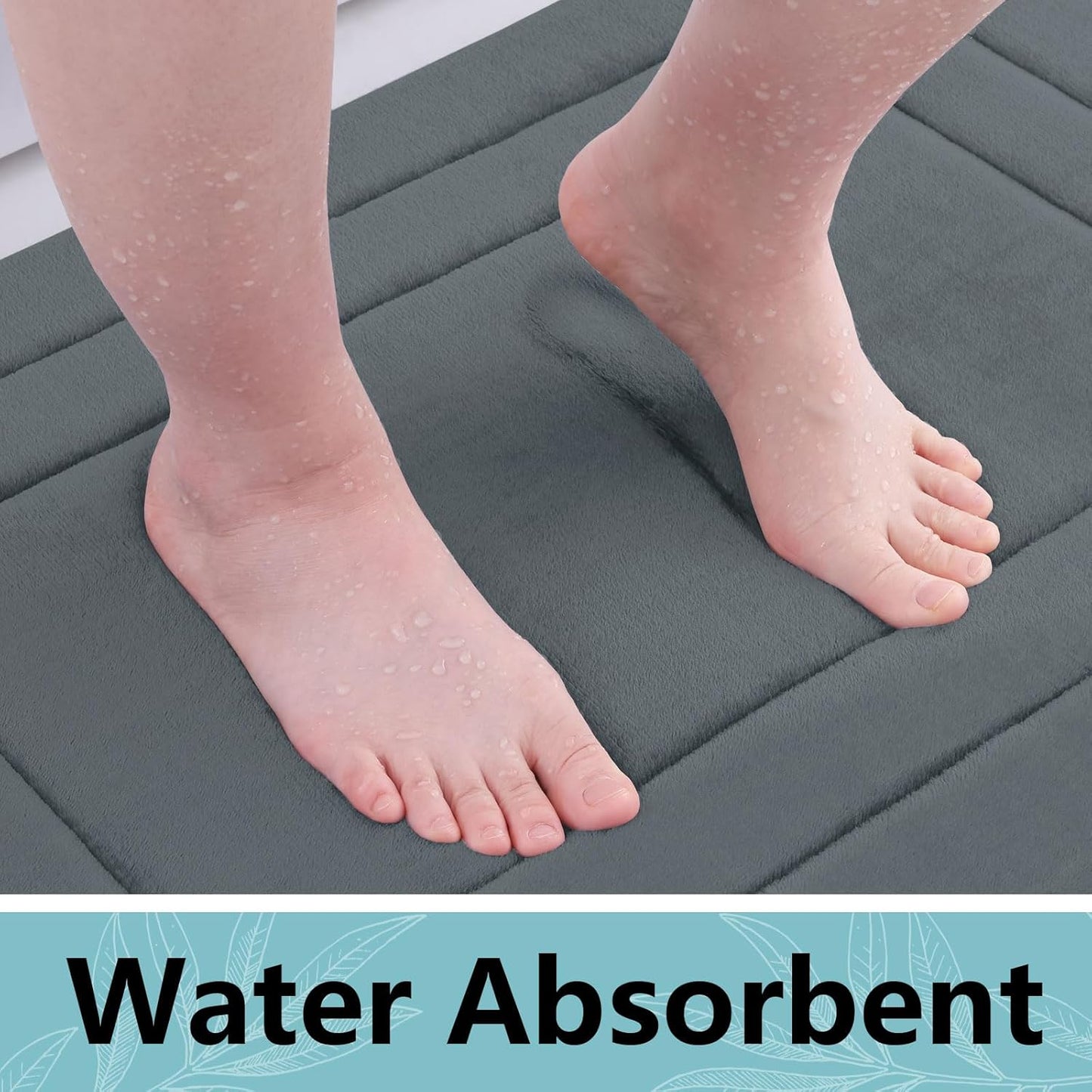 Arotive Memory Foam Bathroom Rug Mat 44x24, Ultra Soft and Absorbent Bath Mat, Machine Wash Dry, Comfortable Bath Rug Carpet for Bathroom Floor, Tub and Shower, Dark Grey