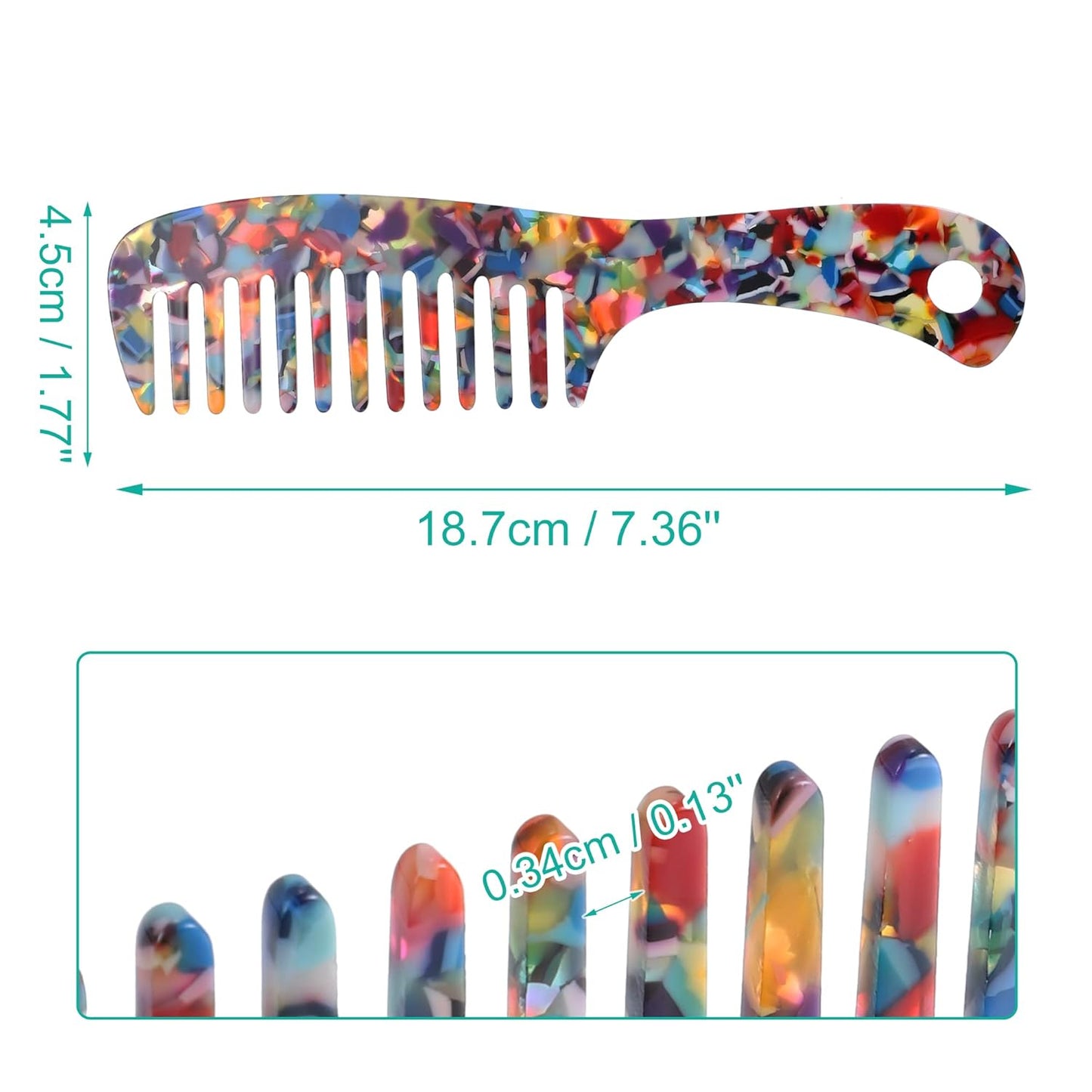 VOCOSTE 1 Pcs Hair Comb Wide Tooth, Anti-Static, for Thick, Curly Hair, Hair Comb, Detangling Comb, for Wet and Dry Multicolor