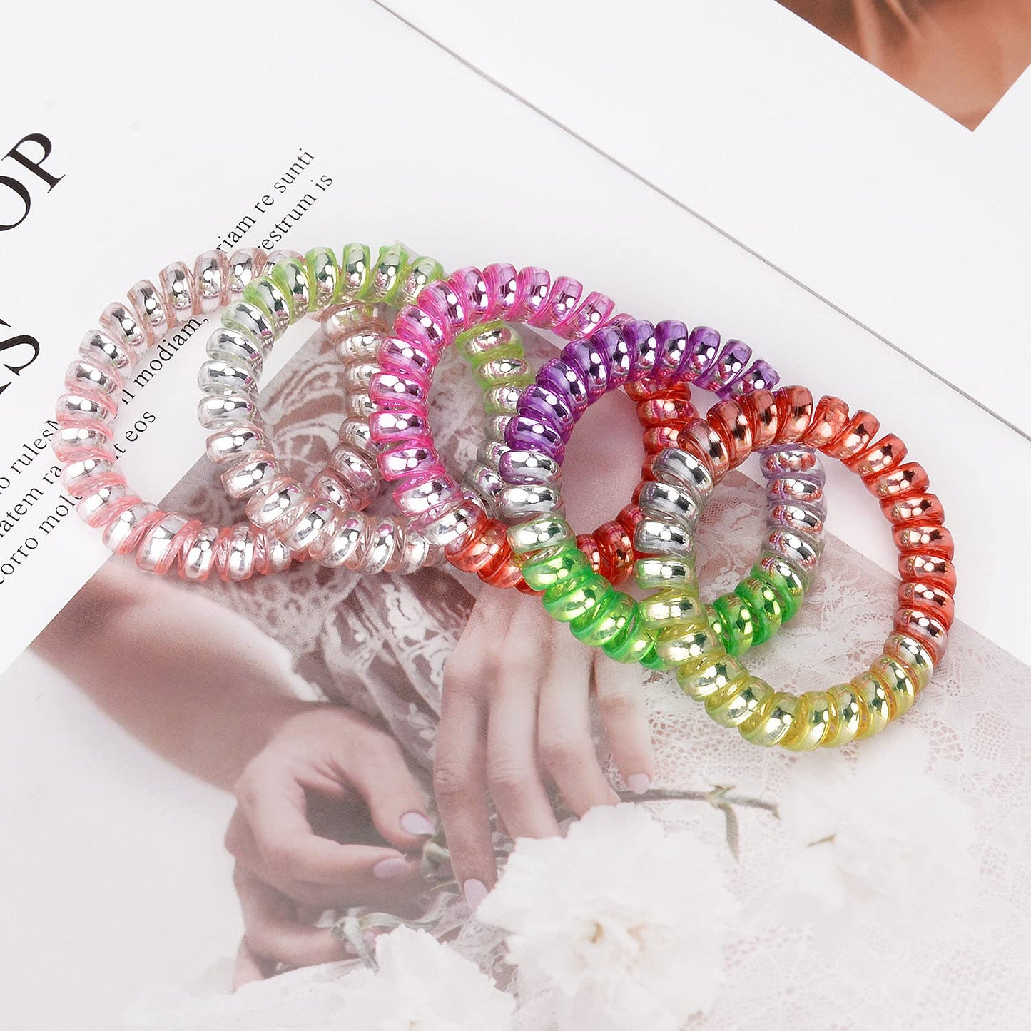 JessLab Spiral Hair Ties for Women, 10-Pack Traceless No-Damage Ponytail Holders, Coils Hair Bands for Girls, Assorted Colors