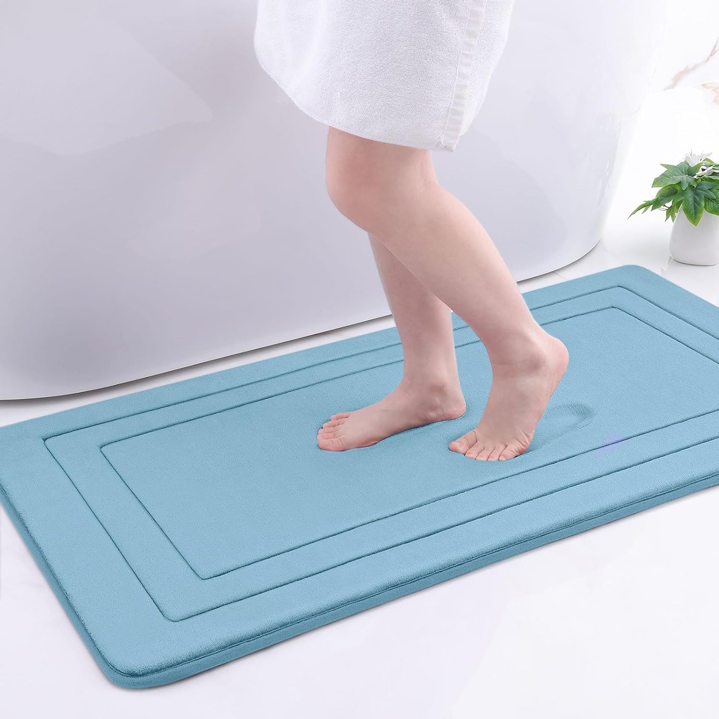 Arotive Memory Foam Bathroom Rug Mat 44x24, Ultra Soft and Absorbent Bath Mat, Machine Wash Dry, Comfortable Bath Rug Carpet for Bathroom Floor, Tub and Shower, Blue