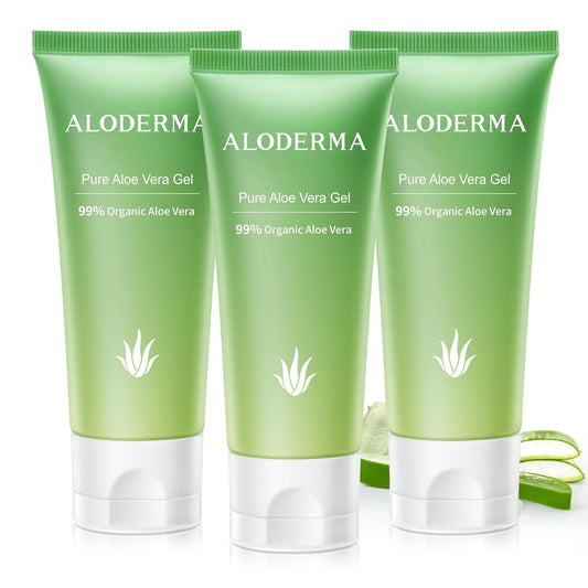 Aloderma 99% Organic Aloe Vera Gel for Face Made within 12 Hours of Harvest, Natural Hydrating Pure Aloe Vera Gel for Soothing Skincare, Moisturizing Aloe for Skin, Face, Sensitive Skin, 4oz - 3ct