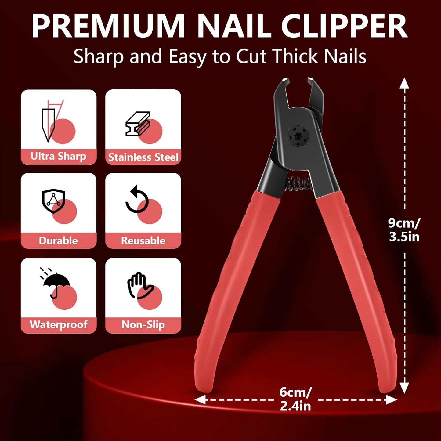 Upgraded Large Nail Clippers for Men, Senior Toenail Clippers with Non-Slip Long Handle and Open Jaw for Thick Toenails