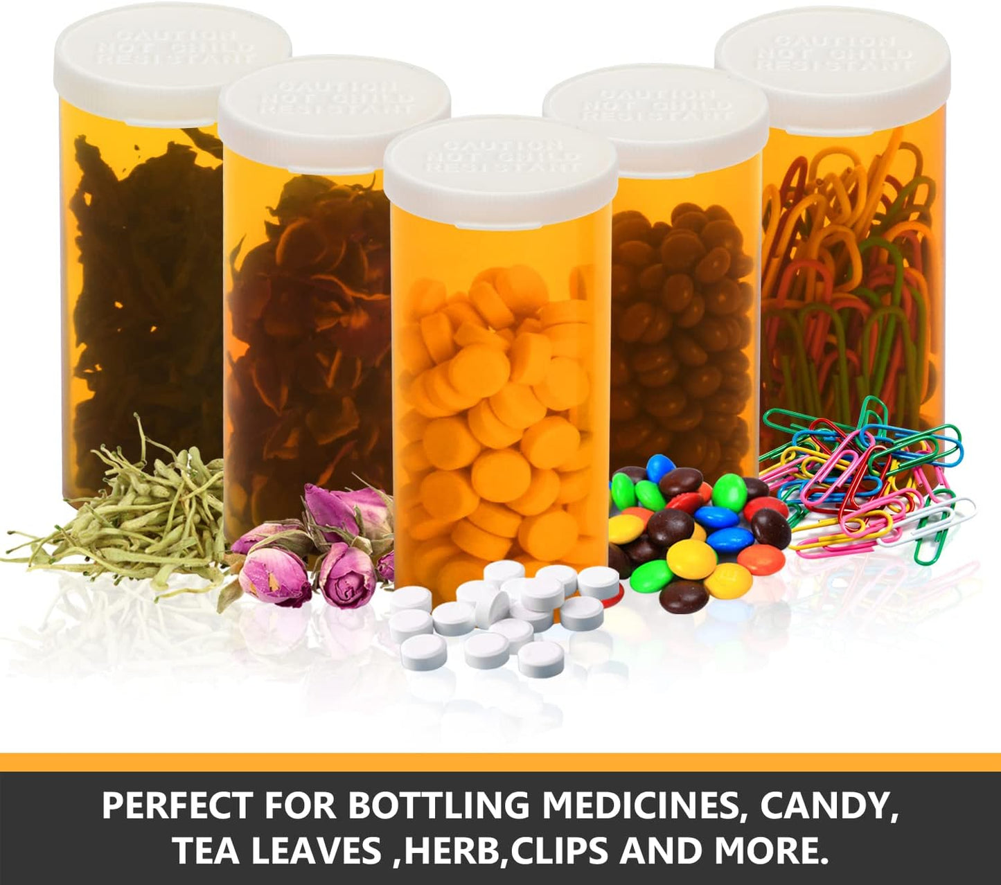 Empty Plastic Pill Bottles with Easy Open Snap Caps (Not Child Resistant), Prescription Medication Vials, Clear Containers, Pill Cases Dispenser Organizers (13 Dram, 12pcs)