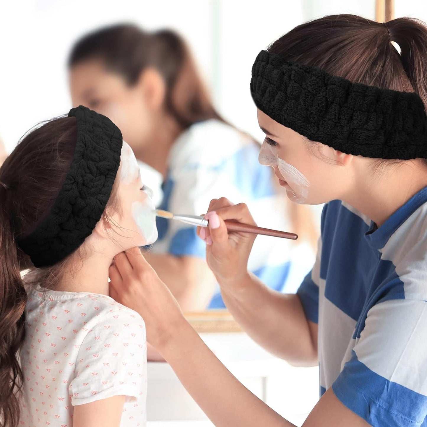 Chuangdi 3 Pieces Spa Headband for Women Facial Makeup Headband Soft Terry Cloth Hairband for Washing Face Mask Spa Shower Gifts(Black)