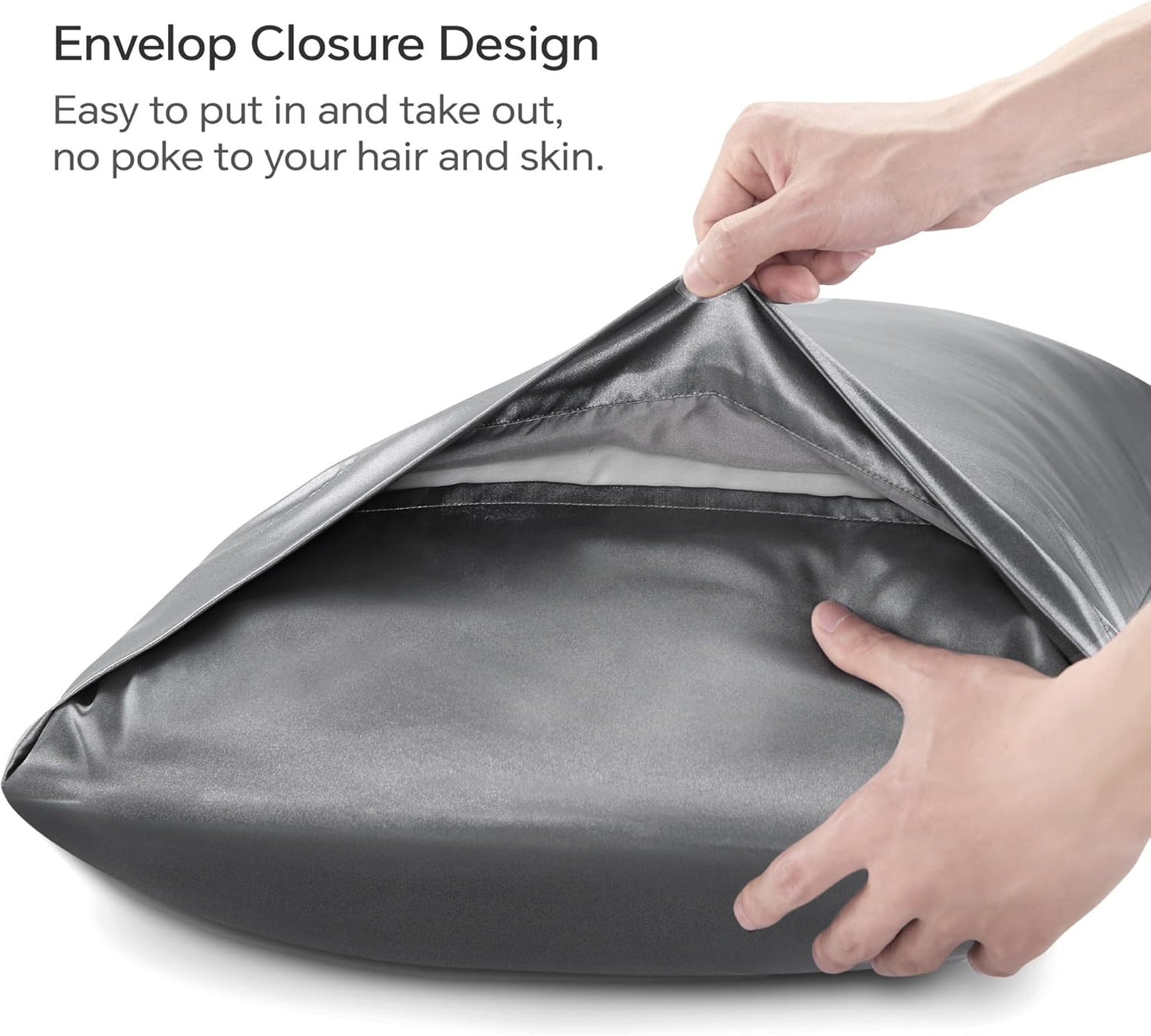 BEDELITE Satin Body Pillow Cover, Super Soft and Cooling Body Pillow Pillowcase for Hair and Skin, Breathable Silky Full Long Pillowcase Cover(20"x54", Dark Grey)