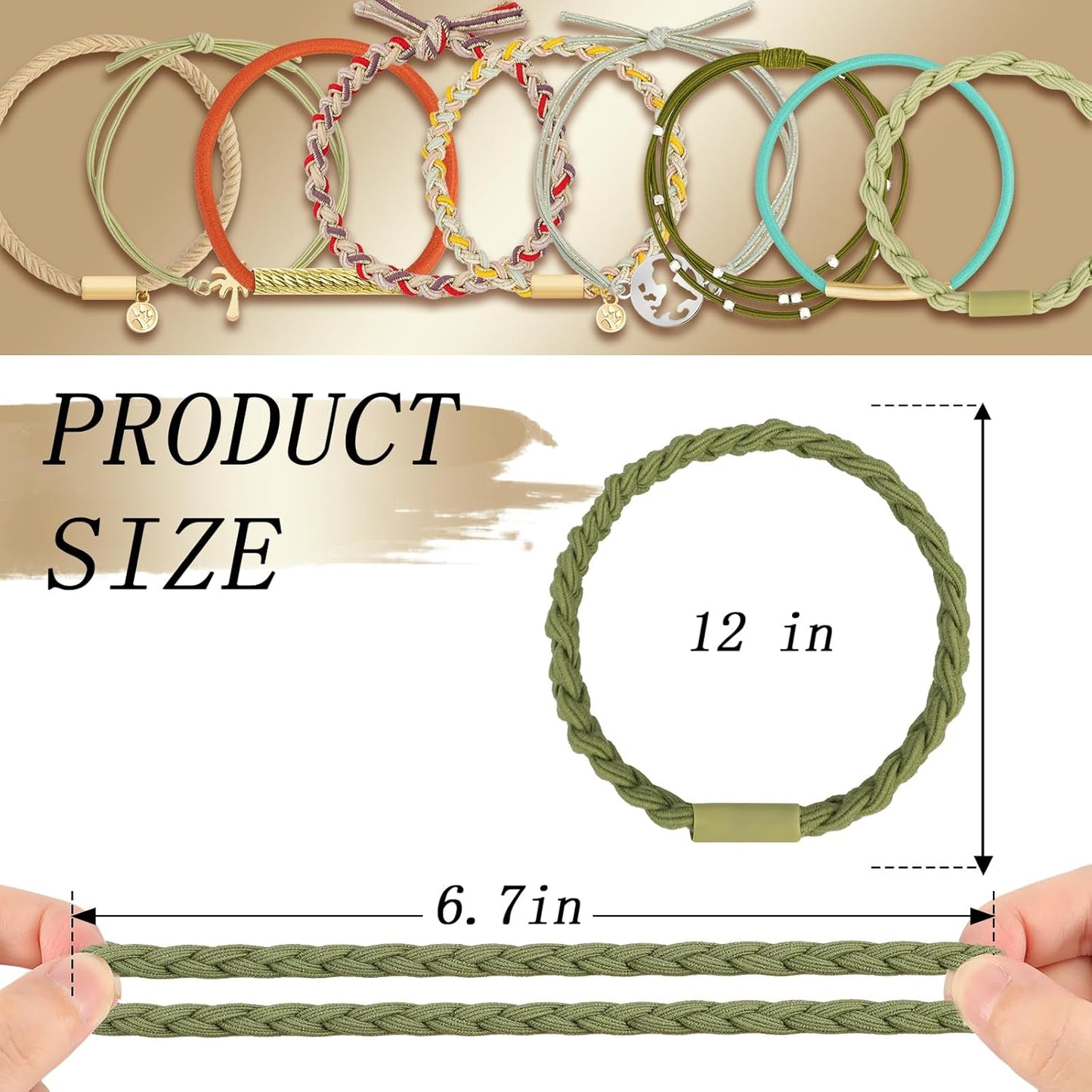 Hair Tie Bracelet, 10 Pcs Boho Hair Ties For Girls and Women, Elastic Hair Ties, Hair Bands For Ponytails, Ponytail Holder For Daily Life, Sport, Cooking, Working (Set 14)