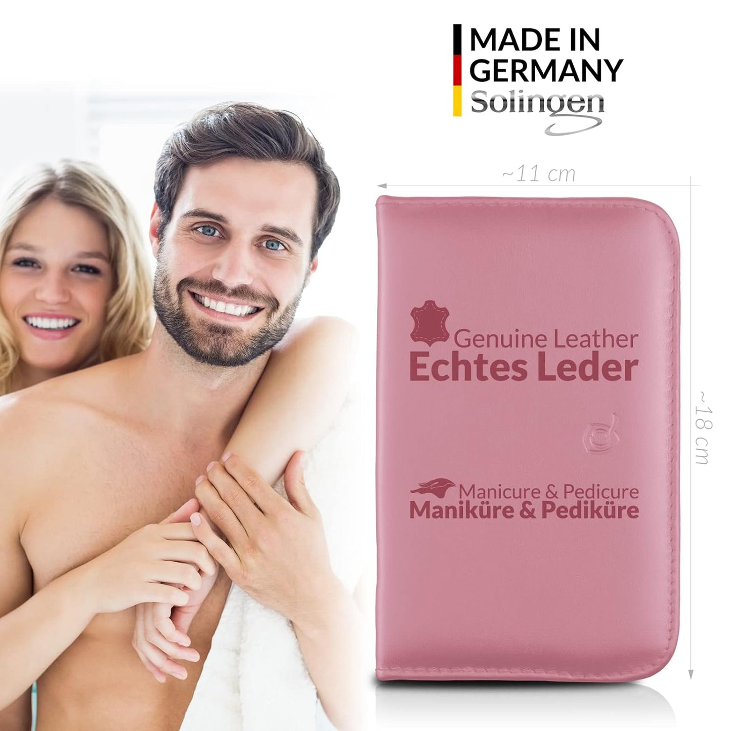 Manicure Set Women and Men – 12-Piece Professional Grooming Kit with Premium Tools, Genuine Leather Case, and Exclusive Glass Nail File for Hand & Foot Care, German Quality