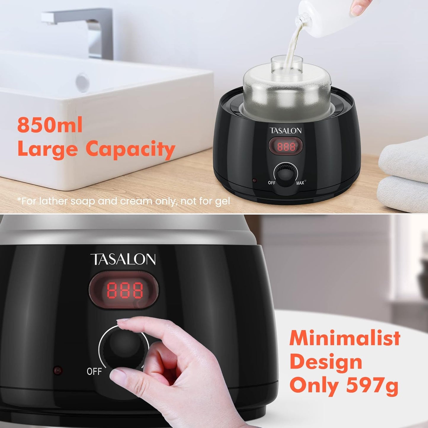 TASALON Professional Hot Lather Machine for Shaving -750ml Large Capacity Professional Lather Maker for Men Face Shaving, Shaving Foam Machine for Home Use Salon Barber Shop With 2 pumps
