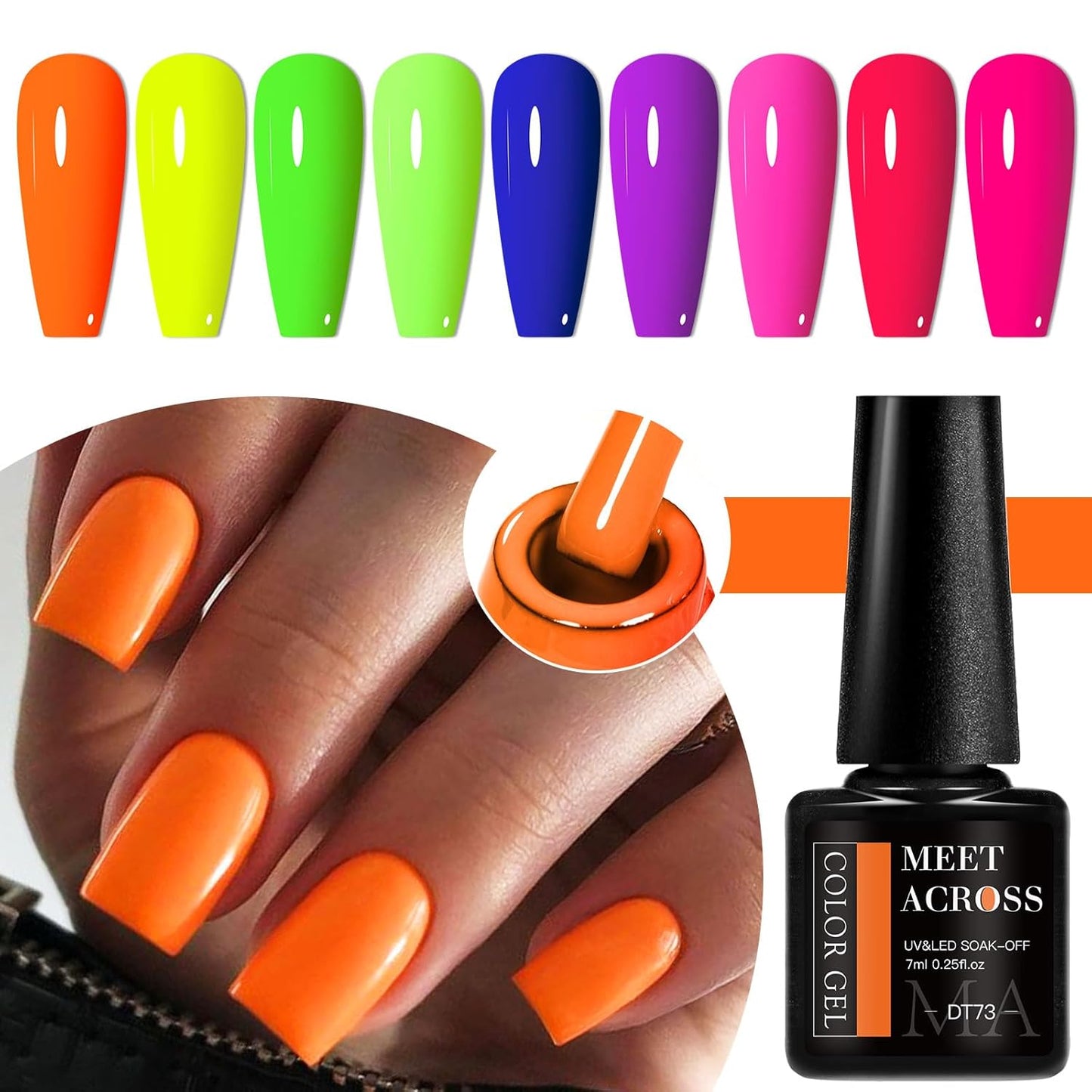 MEET ACROSS 9 Colors Gel Nail Polish + 3PCS Function Gel Nail Polish Kit,Fashion Nail Art Set Design Gifts for Women Manicure Salon (SET13, 12pcs)