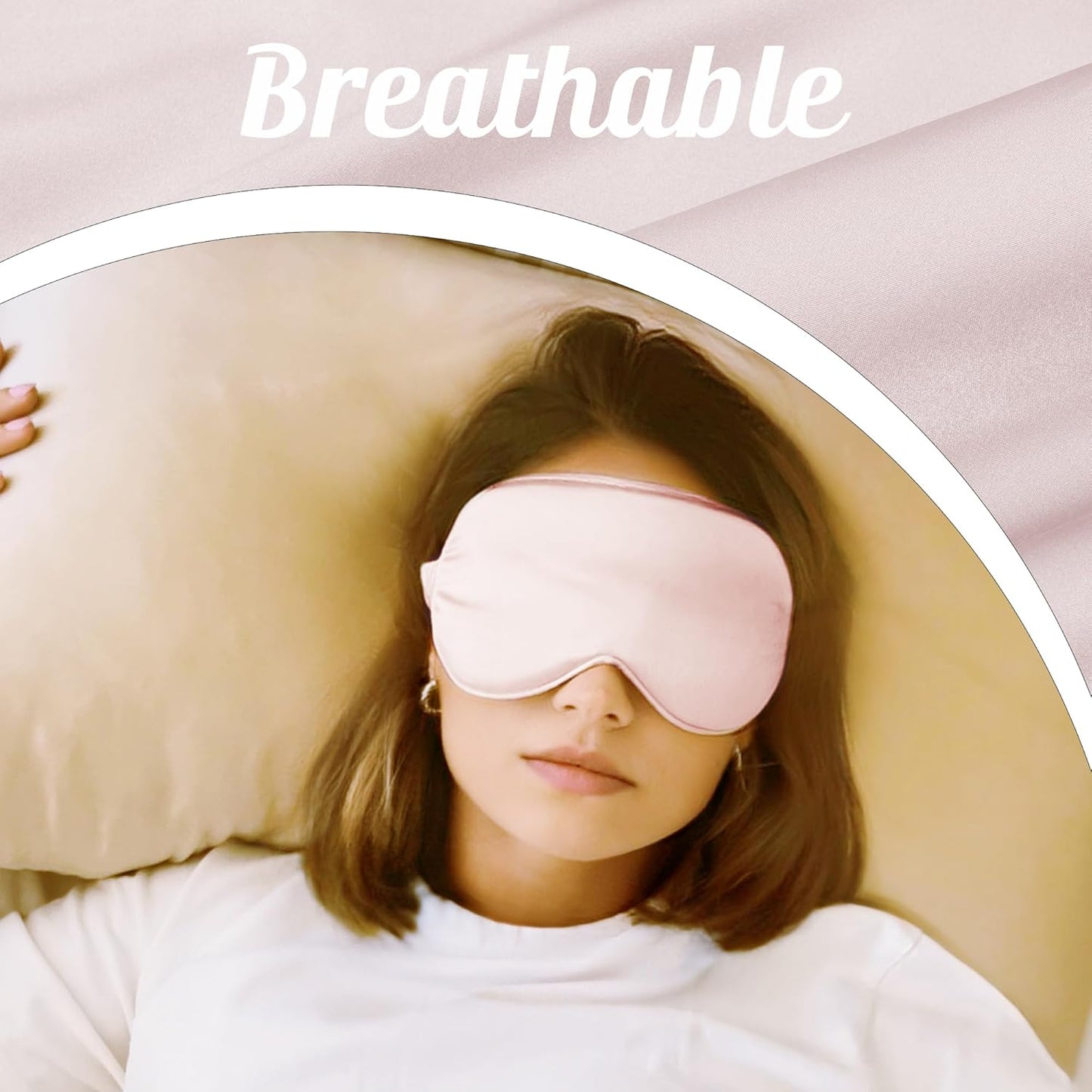 MATASSE Silk Eye Mask for Sleeping with Adjustable Elastic Band - 3D Contoured, Eye Cover Sleep Mask w/Genuine Mulberry Silk Including The Strap for Women, Men (Pink/Black)