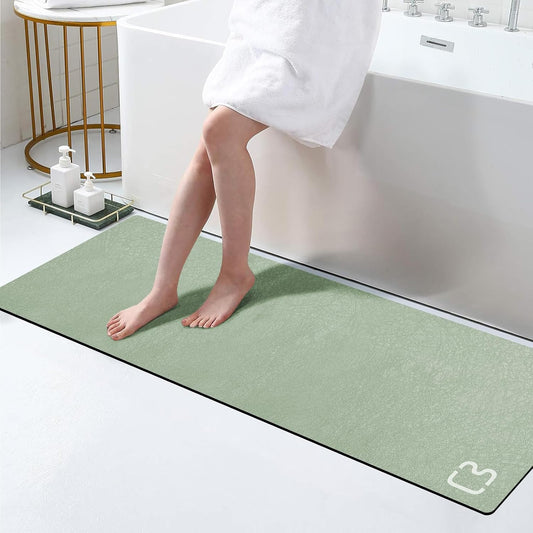 Diatomaceous Earth Bath Mat 17" x 59" Extra Long Bathroom Mat Large Fast Dry Super Absorbent Non-Slip Rubber Backed Shower Mat Bath Rugs Mats for Bathroom Floor, Tub, Shower, Sink, Sage Green