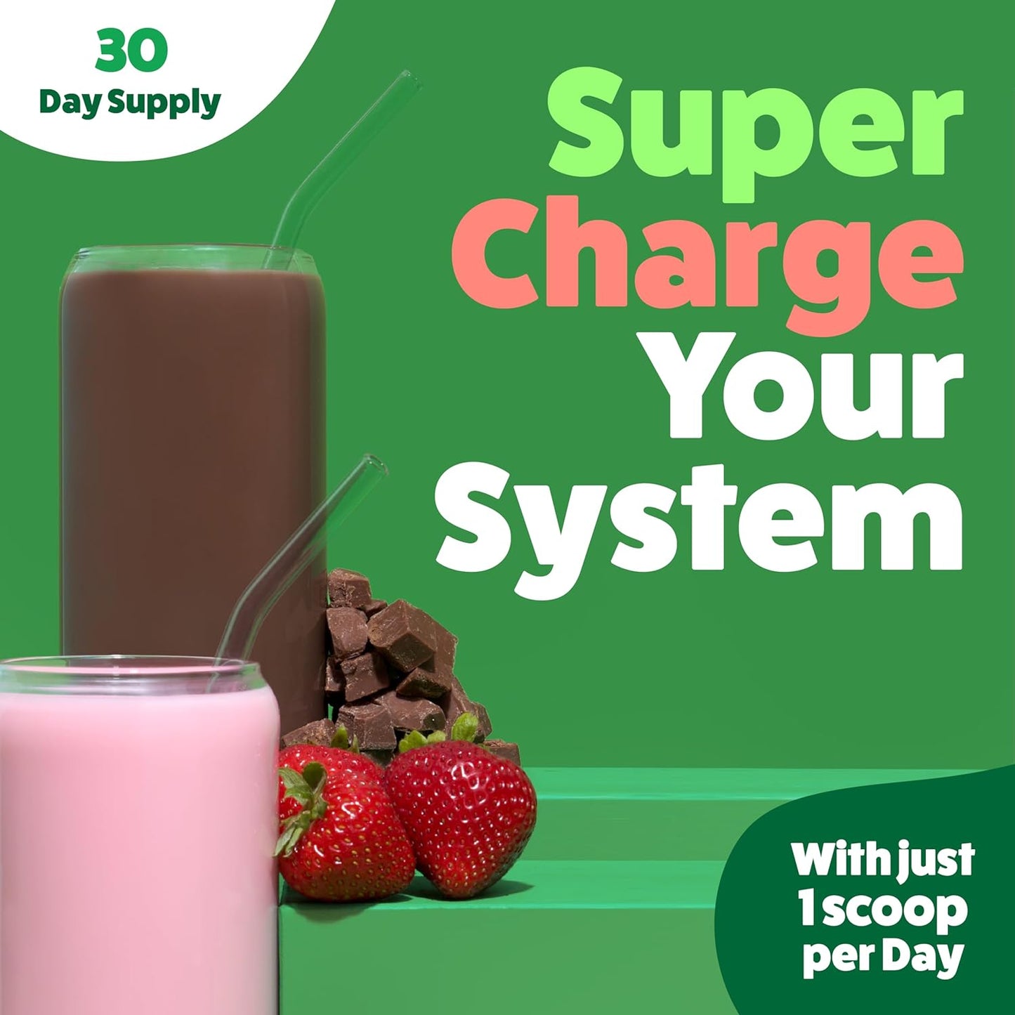 Feel Great USDA Organic Reds & Super Greens Powder Combo (2-Pack) | Over 35+ Greens, Fruits & Veggies, Fiber, Probiotics & Digestive Enzymes | 30 Servings