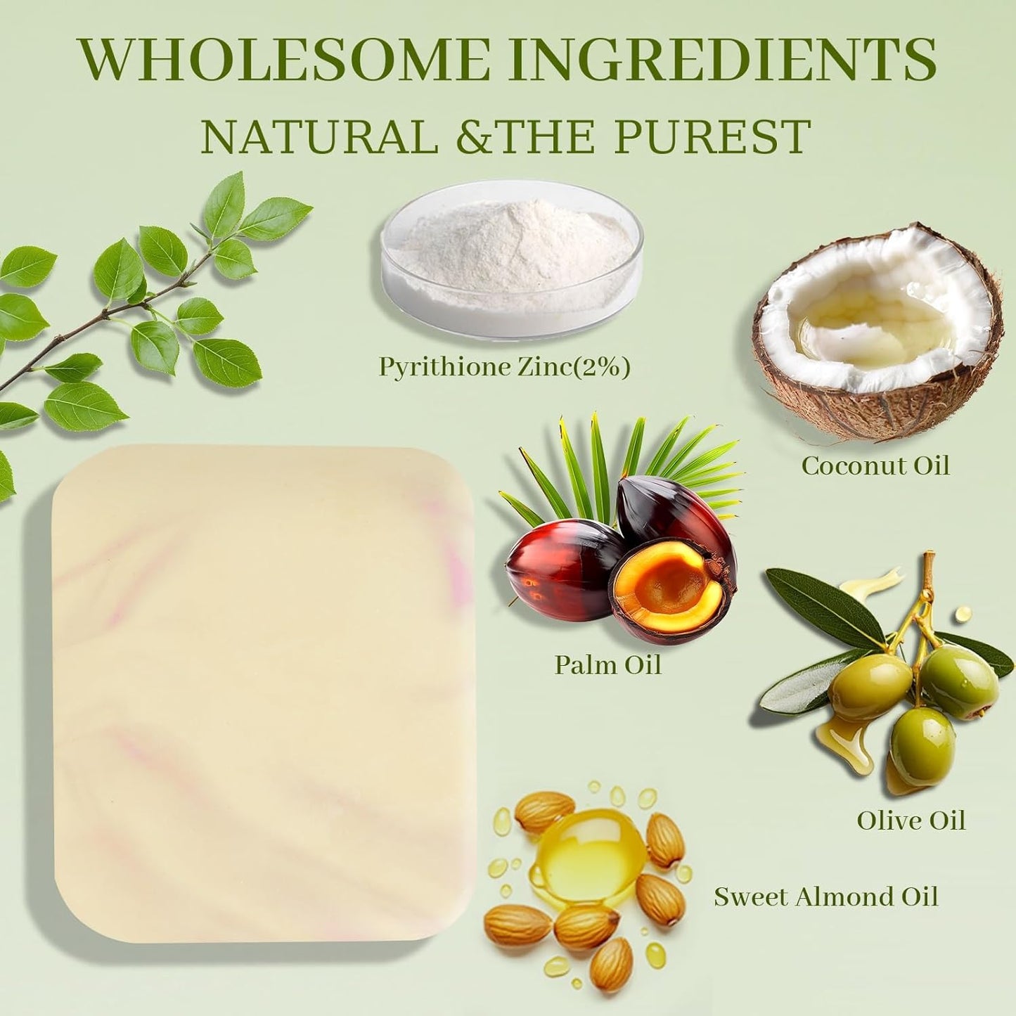 3 PCS Zinc Pyrithione Soap Bars, Gentle Exfoliating Cleansing Bath Bar for Body & Face Skin Care