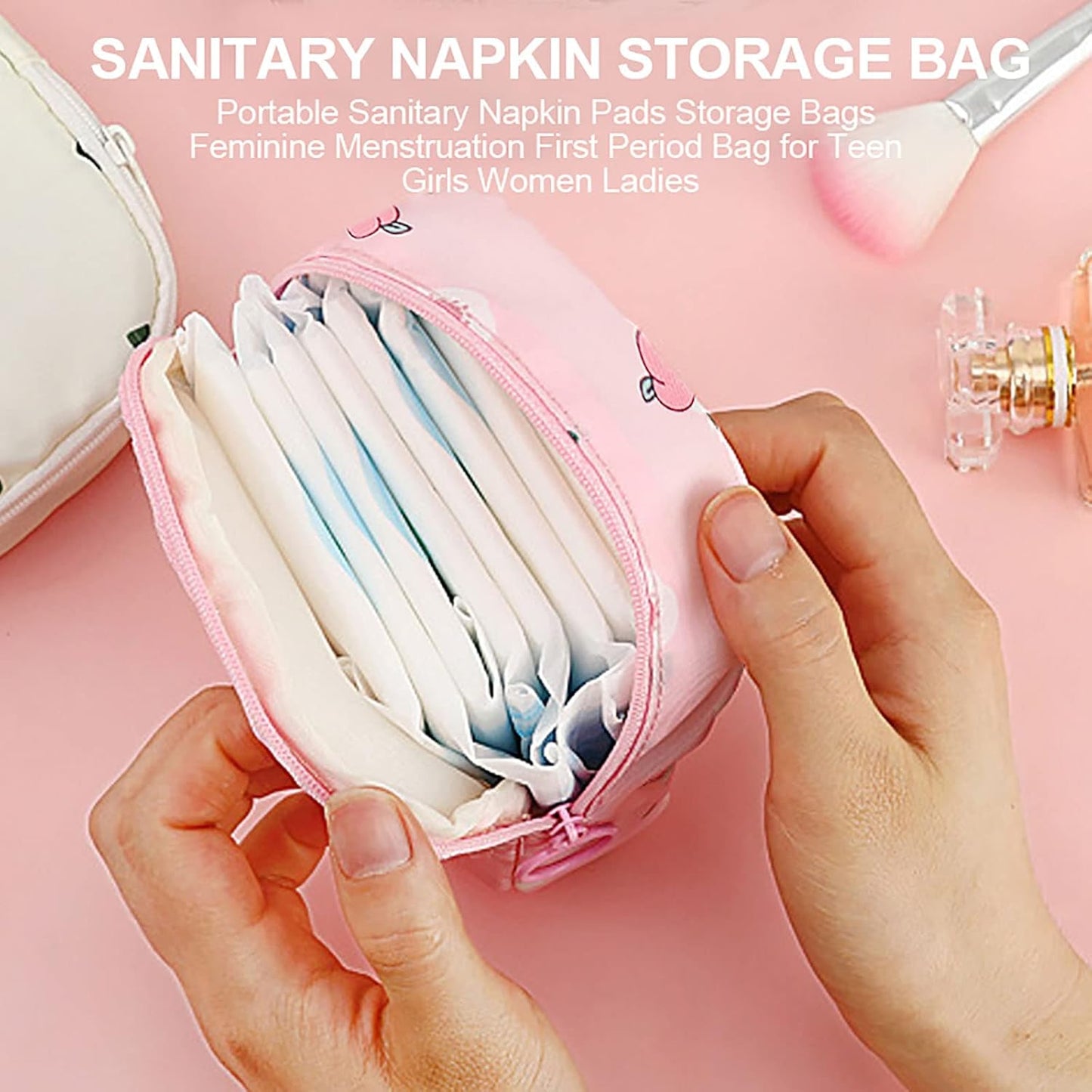 2 Pack Sanitary Napkin Storage Bag Small Portable Menstrual Cup Nursing Pad Storage Pouch, Traveler Friendly Menstrual Period Bag, Mini Makeup Bag Coin Purse Wallets with Zipper for Women Teen Girls