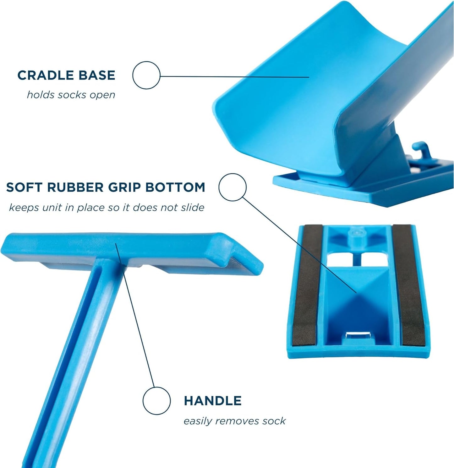 OrthoSleeve Sock Aid Device with Handle, Easy On Off Sock Assistant, Blue, Mobility Aid for Limited Range of Motion