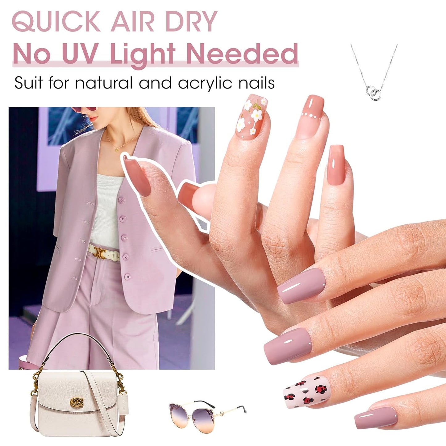 GELLEN Nail Polish Neutral Earth Tones, Nude Dusty Rose Fall Winter Air Dry Regular Nail Polish 6-color Set for Finger Toe Nails Home Salon All Seasons, Not UV Gel, Hema Free, Non Toxic, TPO Free