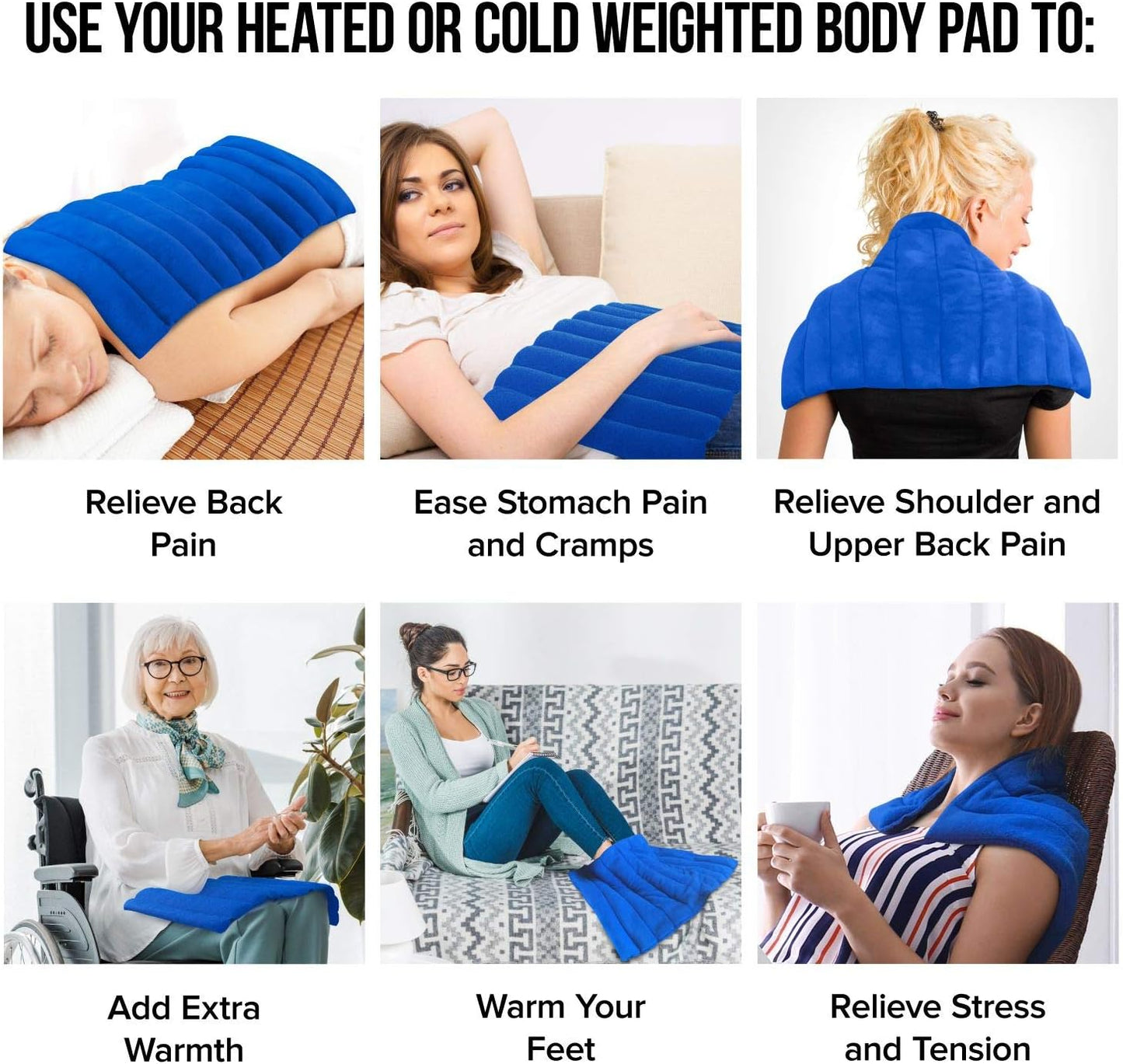 Weighted Heating Pad Microwavable Natural Moist Heat Therapy with Washable Cover; for Back, Neck. Shoulders, Nerve, Cramps, Lower Lumbar Pain Relief Extra Large, 2 Pack, 22x13” Each