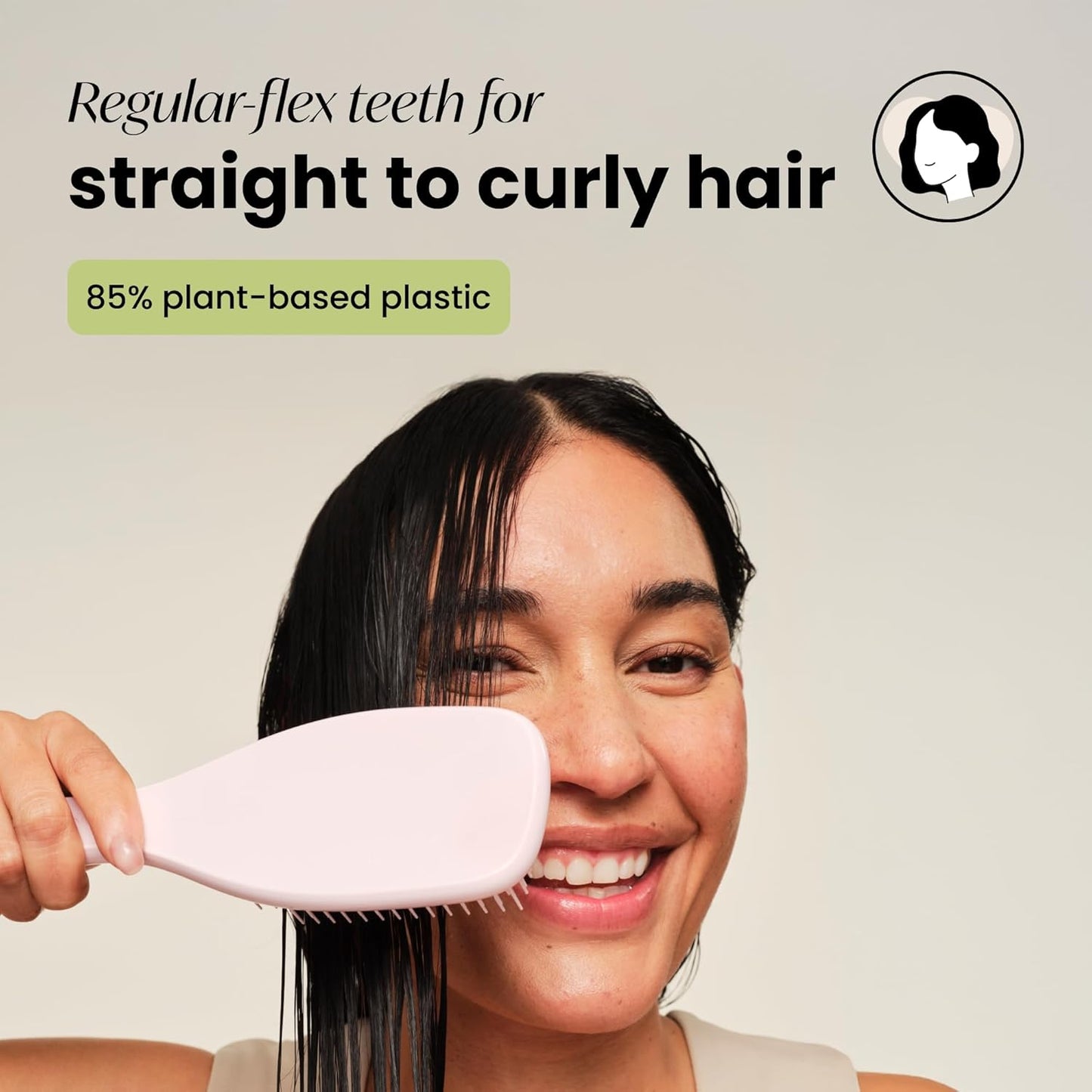 Tangle Teezer Plant-Based Ultimate Detangler Brush, Dry & Wet Hair Brush, Eliminates Knots & Reduces Breakage for All Hair Types, Marshmallow Pink