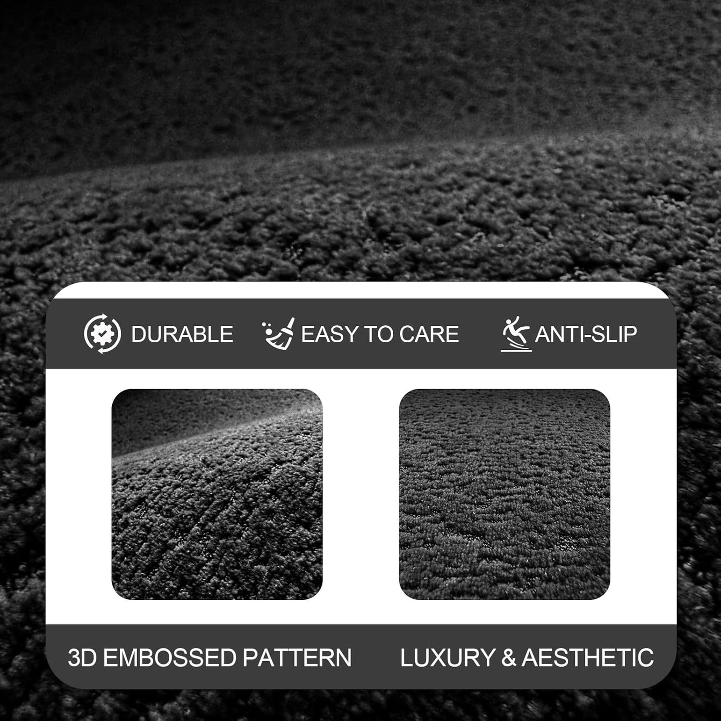 Bath Mat-Non-Slip Bathroom Floor Mats-Absorbent Quick Dry Low Pile Bathroom Rugs Fit Under Door-Bath Rug for Sink,Bathtub,Shower Room,24"×36",Black