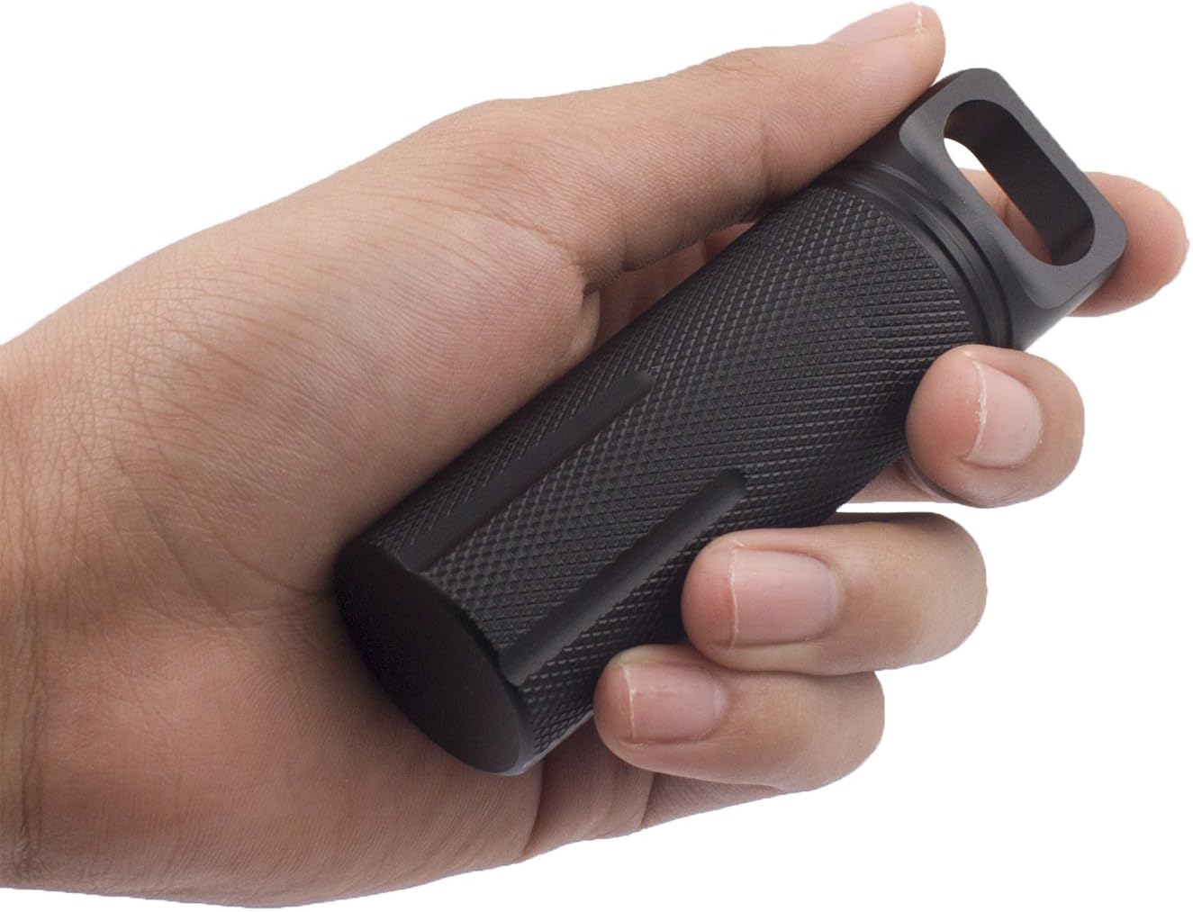 SHD Outdoor EDC Pill Box Container,Black Aluminum Alloy Single Chamber Capsule Waterproof Pill Holder Case for Hiking Camping