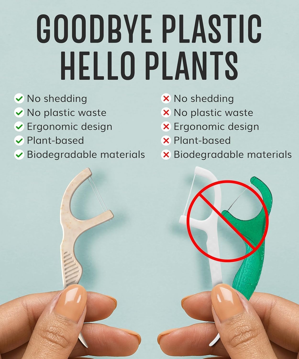 Floss Picks Biodegradable (200pcs) - Plant Based Dental Floss Picks, Natural Flossers for Adults & Kids, Nontoxic Vegan Tooth Pick Flossers & Floss Sticks - Double Thread Charcoal