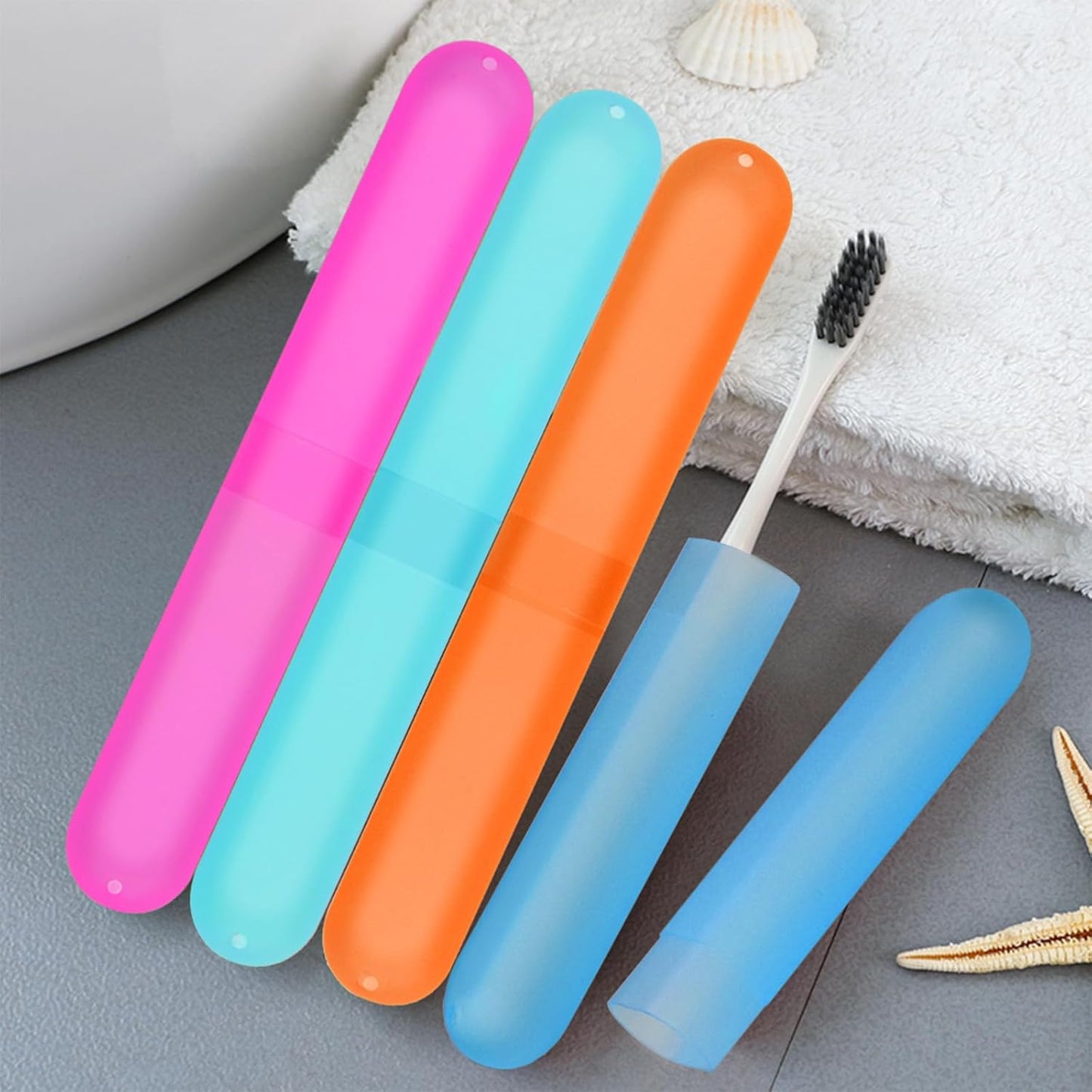 10PCS Plastic Toothbrush Case Five Colors Portable Dust-proof Toothbrush Cases Toothbrushes Holder for Daily and Travel Use(10)