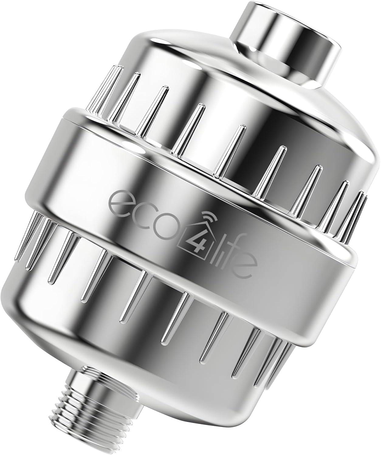 eco4life Shower Filter - 25 Stage Shower Head Filter for Hard Water, Removes 99% of Chlorine & Heavy Metal, Improves Skin & Hair, Built-In Turbine Fan, Fits Most Bathroom, Bathtub Showers (1 filter)