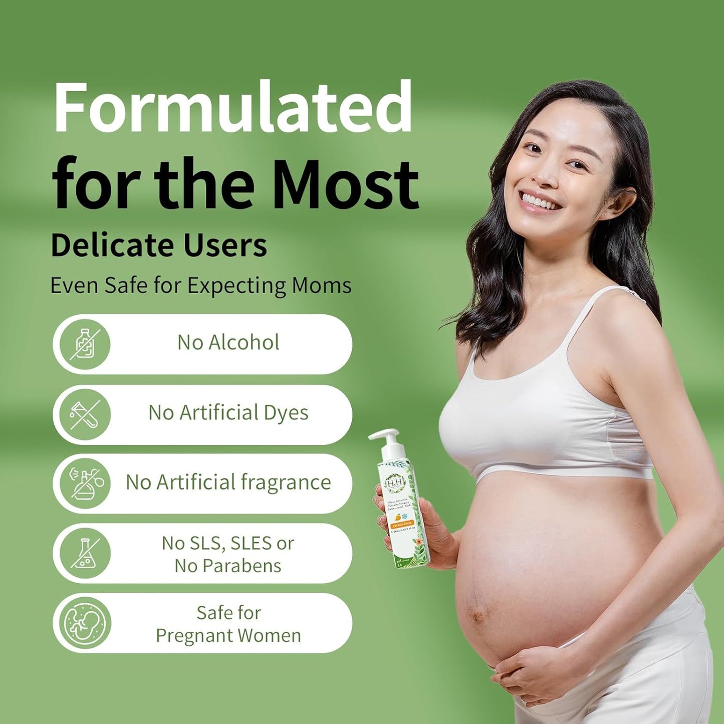 HH Herb & Health Feminine Wash for Women, pH3.6 Lactobacillus Cleanser with Botanical Extracts, Hydrating & Cooling Intimate Care for Odor Dryness and Itch, Sensitive Skin Safe, Citrus Scent Cool