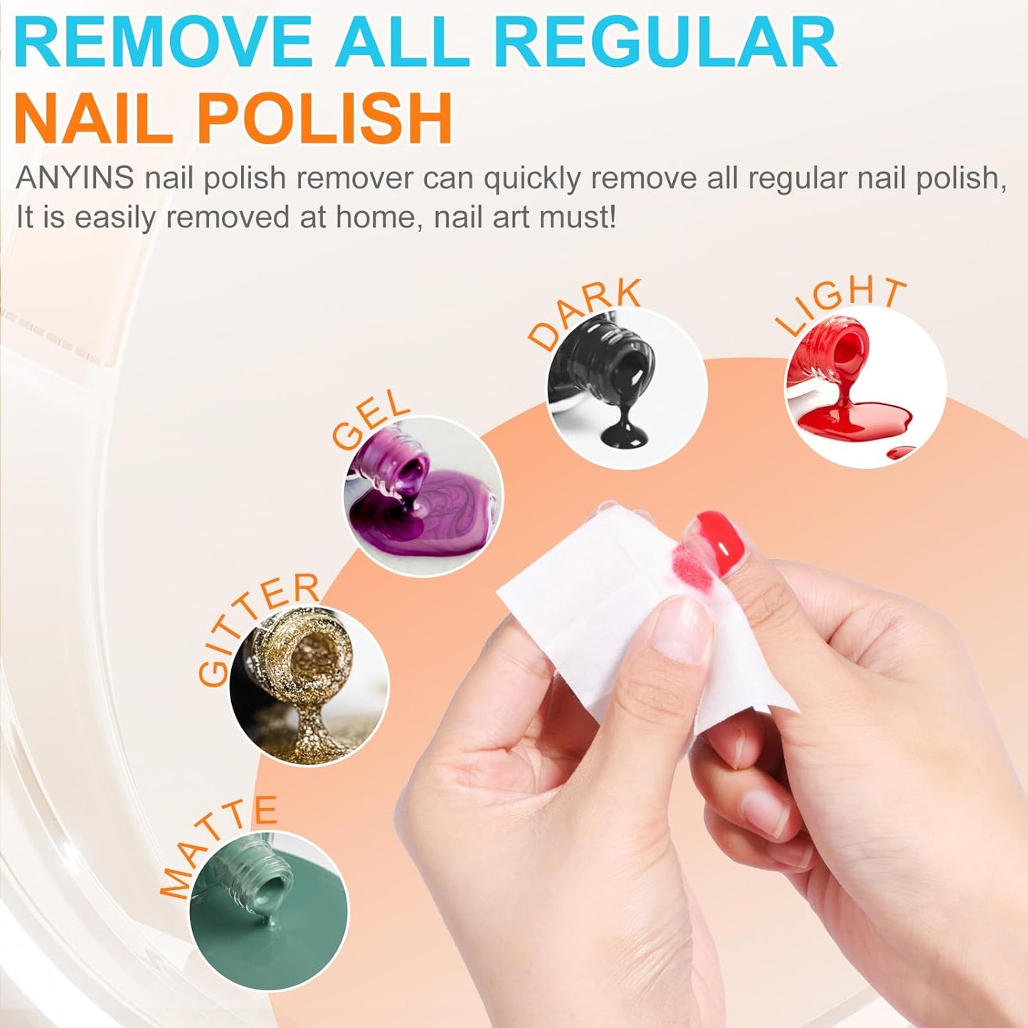 Nail Polish Remover Pads，200PCS Fast Remove Nail Polish Remover Wipes with Nutrition Oil Individually Wrapped Professional Nail Salon and Home Use