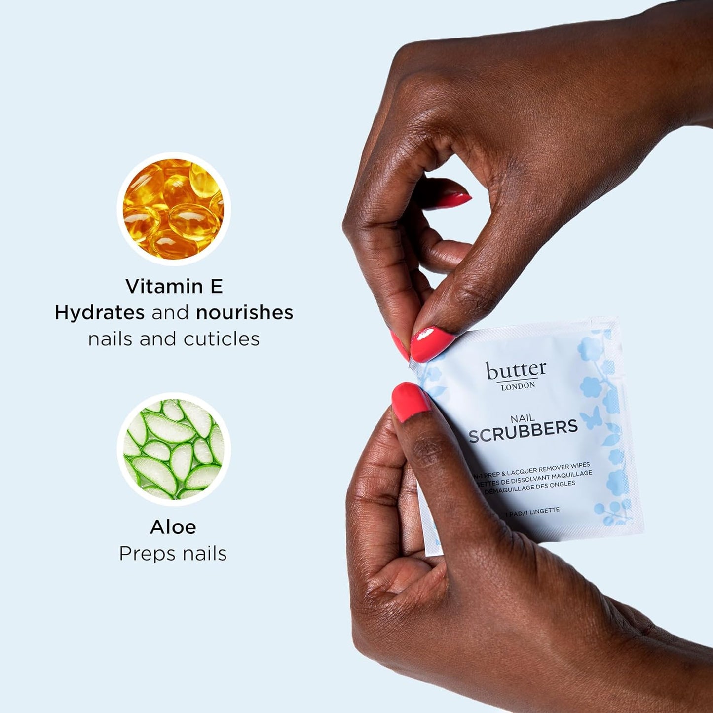 Butter LONDON Nail Polish Remover Pads, Nail Scrubbers (10 Count) - 2-in-1 Prep & Lacquer Remover Nail Wipes - Travel-Friendly Gel Fingernail Polish Remover - Cruelty-Free, Paraben-Free & Gluten-Free