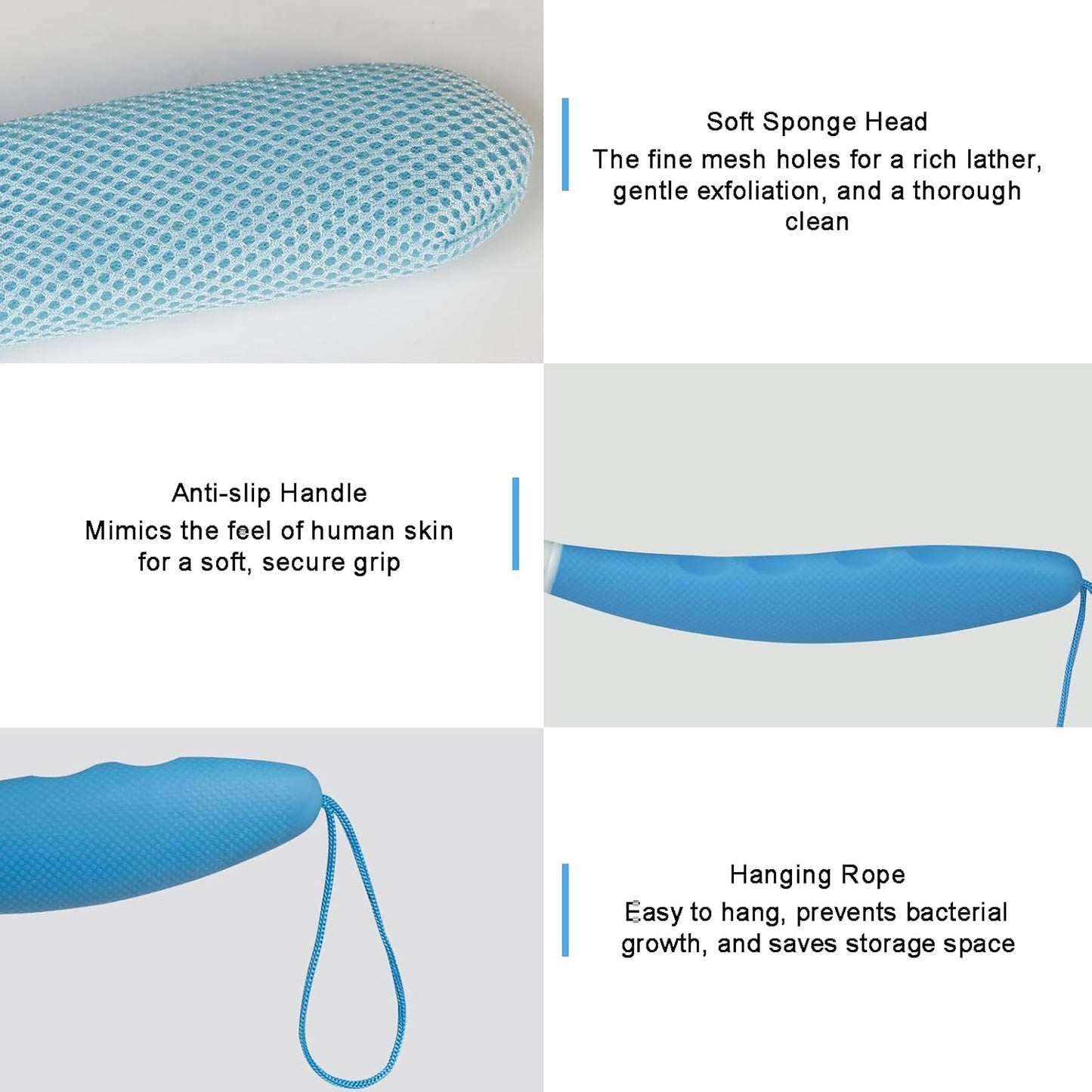 Long Handle Bath Brush, Anti-Slip Curve Handled Bath Body Brush, Back Scrubber for Shower, Easy Reach for Seniors, Suitable for Elderly/Pregnant Aid Bathing & Shower(Not include Brush handle)