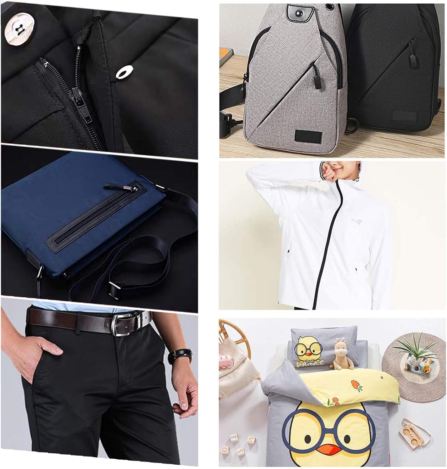 DOITEM Zipper Tape 3 mm by The Yard - 12.5 Yard/14 Meter Nylon Endless Set With Slider - 5 Colors for Sewing