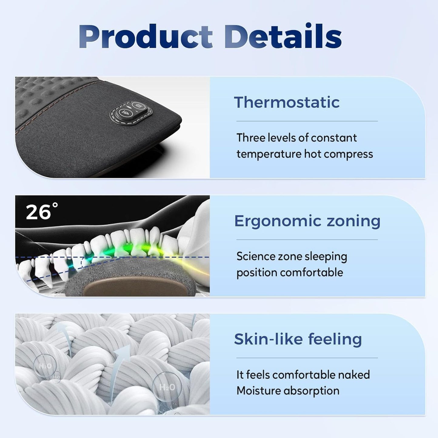 Triple Fusion Back Massager, 3-in-1 Back Massager with Traction Lifting, Electric Fusion Massager with Lifting and Vibration Massage and Heat Compress Against Pain (Grey B)