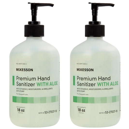 McKesson Hand Sanitizer with Aloe, 18 oz Pump Bottle [Pack of 2] – 70% Ethyl Alcohol, Spring Water Scent, No-Rinse Gel with Vitamin E and Moisturizers, Medical-Grade Sanitizer