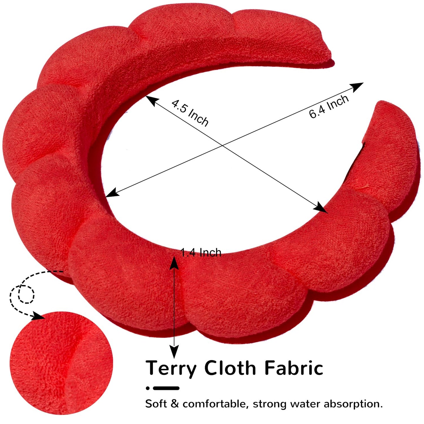 Spa Headband for Washing Face or Facial Makeup - Bubble Skincare Terry Cloth Puffy Headband for Mask Skin Treatment