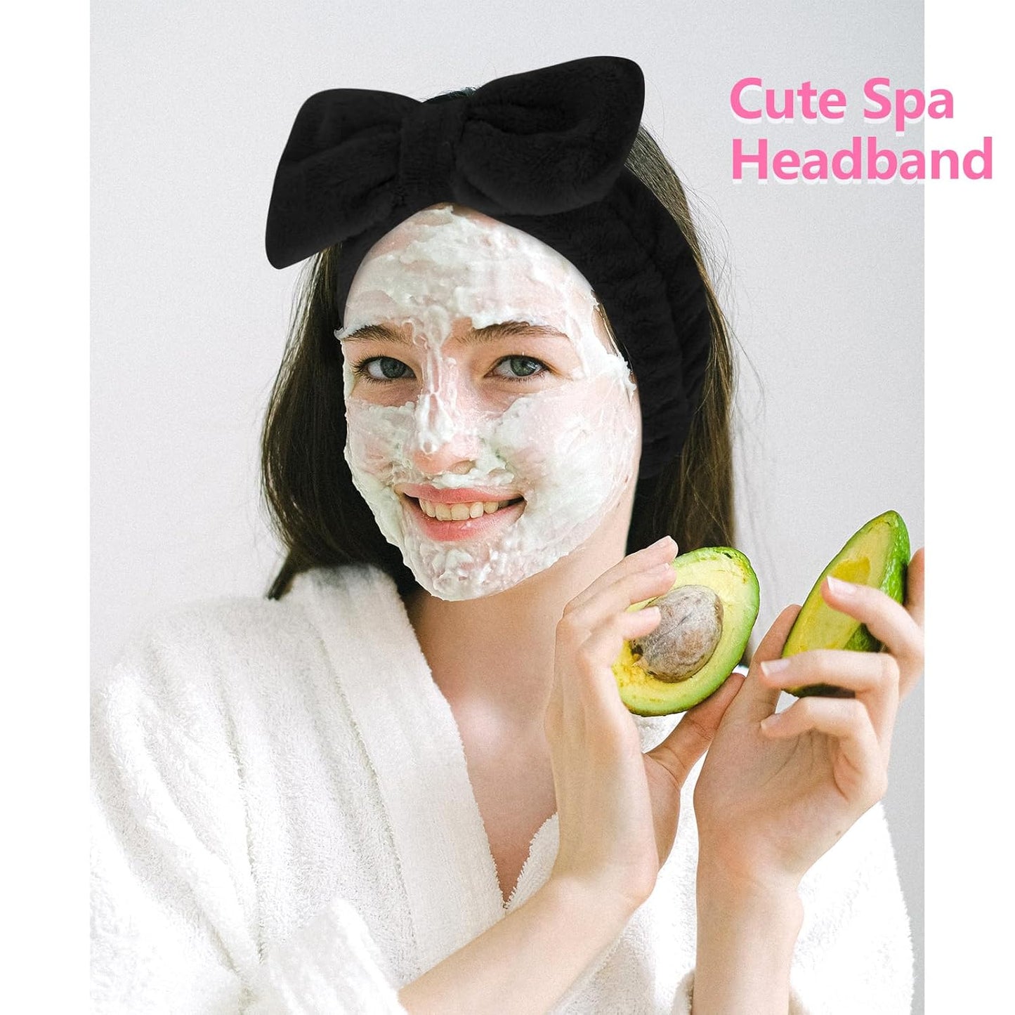 Ondder 8 Pack Makeup Headband Black and Pink Spa Headband Skincare Headbands for Washing Face